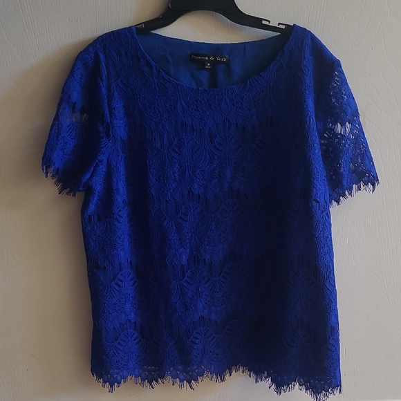 Preston & York Tops - Preston & York Cobalt Royal Blue Lace Top Sz M (*Matching Skirt In Next Listing)